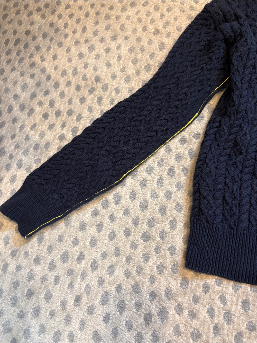 Kerri Rosenthal Heart-Label Navy Cable-Knit Cardigan with Yellow Buttons - Picture 3 of 4
